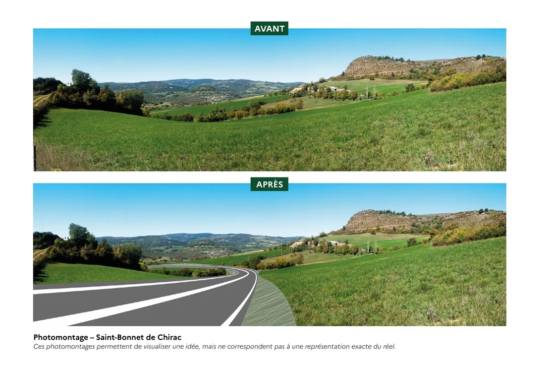 Photomontages inclus dans le dossier de présentation des propositions d'aménagement de la RN88