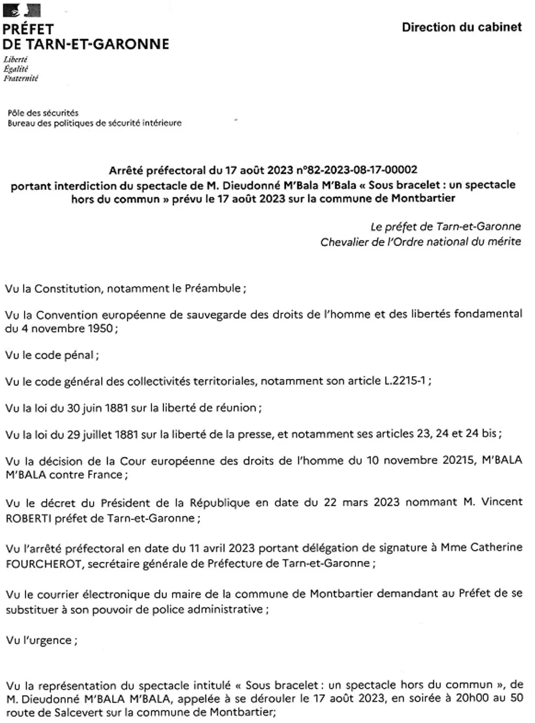 Arrêté Préfectoral Tarn-et-Garonne