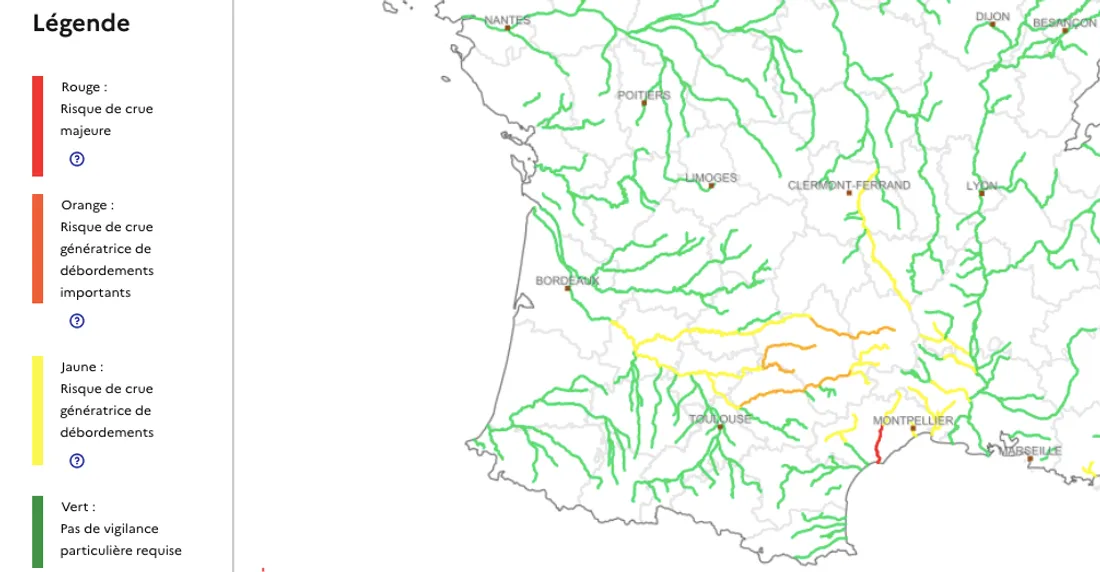 Crues de plusieurs cours d'eau dans le Massif Central