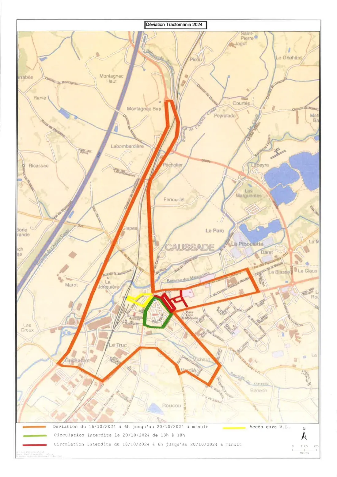 Les déviations à Caussade pendant Tractomania