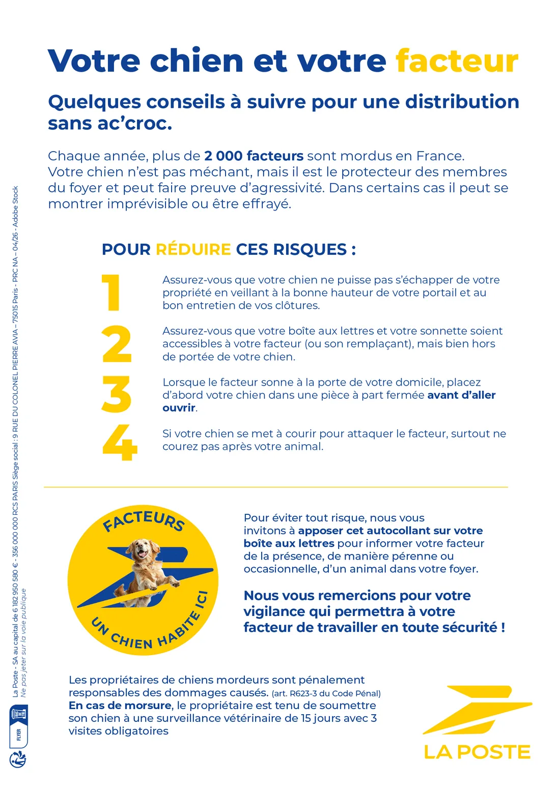 La Poste alerte les propriétaires de chiens.