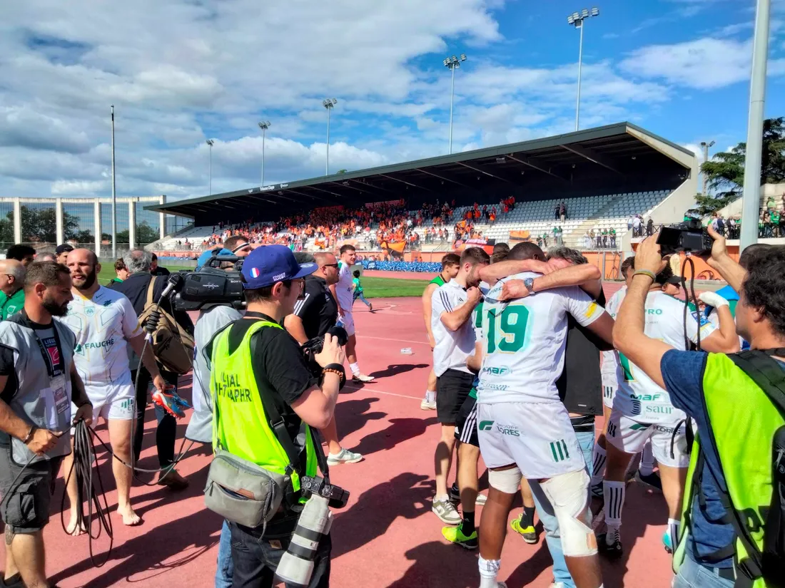 La joie des joueurs montalbanais à l'issue du match