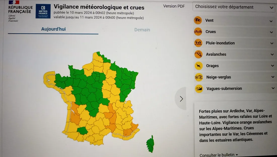 vigilance météo 10 mars