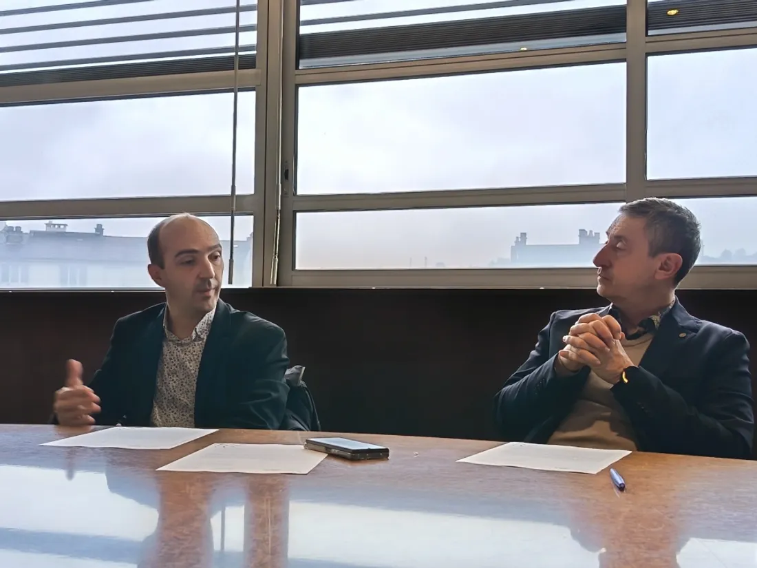 Hervé Venzac, directeur d'Abeil, et Pierre Mathonier, président d'Aurillac Agglo.