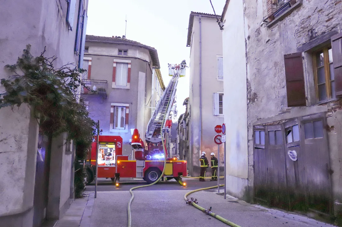 Intervention des pompiers lors de l'incendie à Cahors