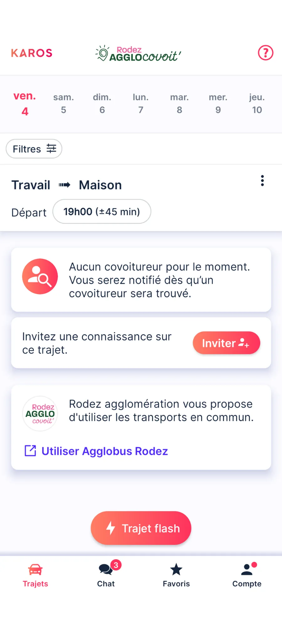 L'application de covoiturage Karos est disponible dans l'agglomération de Rodez. 