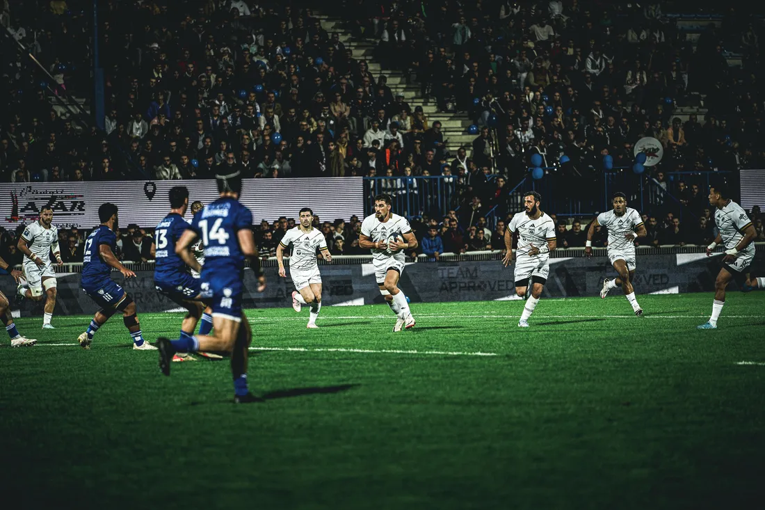 Simon Renda, à l'attaque lors du match aller Colomiers-Montauban 