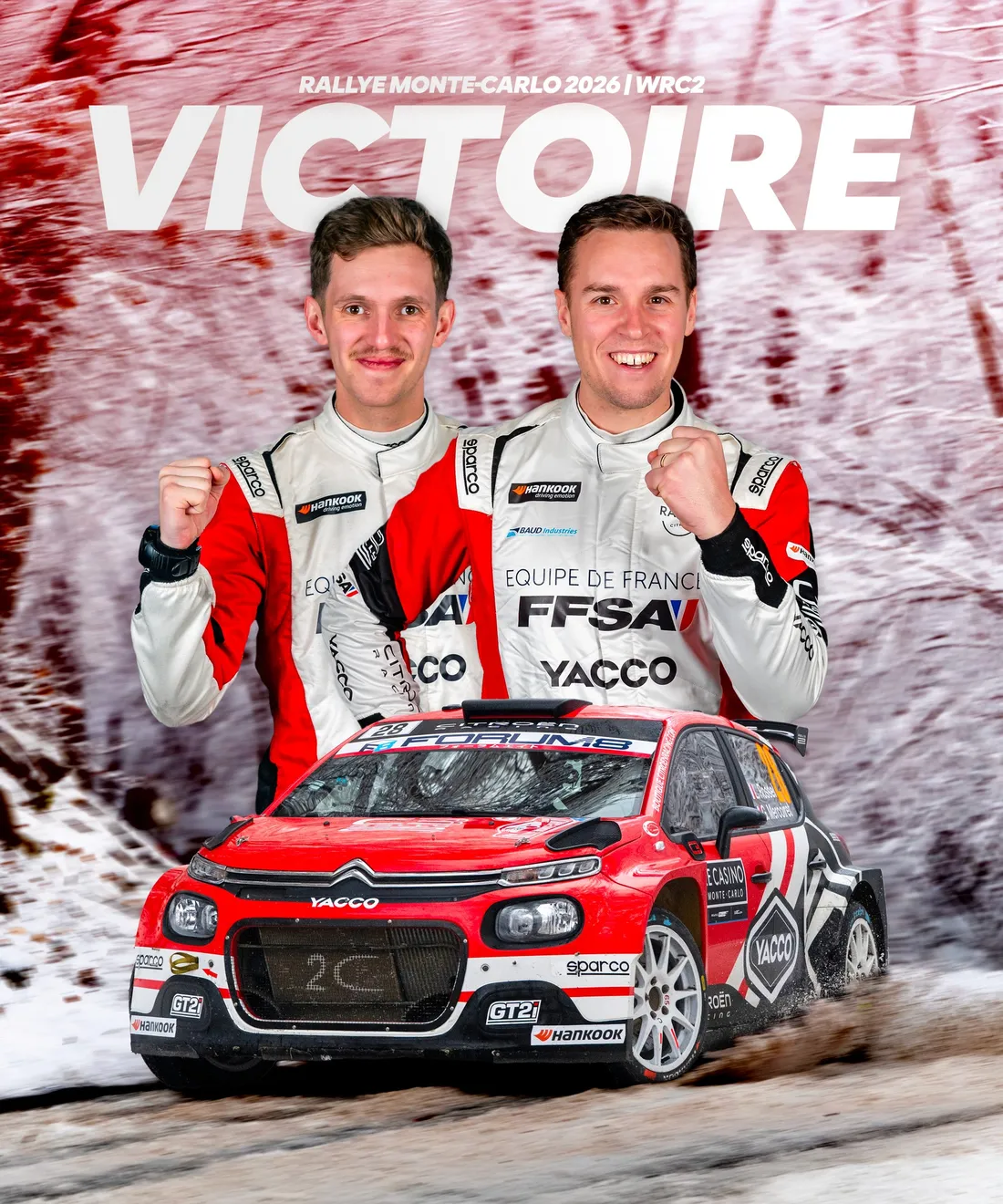 Léo Rossel, vainqueur en catégorie WRC 2 au rallye Monte Carlo.