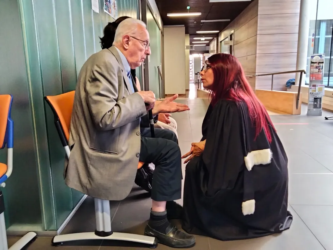Egidio Budoia avec son petit-fils et son avocate Elodie Cipière.
