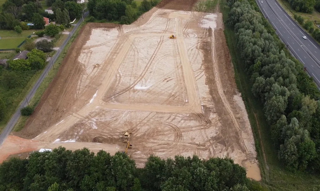 Vue aérienne du terrain réquisitionné