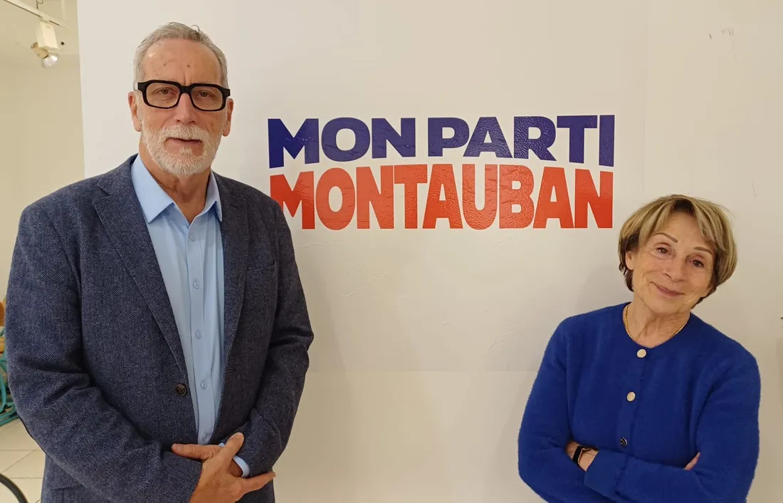 Didier Lallemand et Brigitte Barèges autour de leur slogan de campagne.
