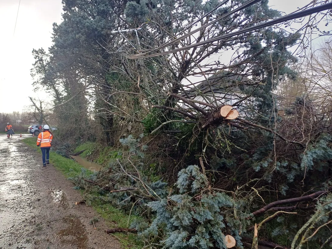 L'intervention d'une équipe d'Enedis à Villemade (Tarn-et-Garonne).
