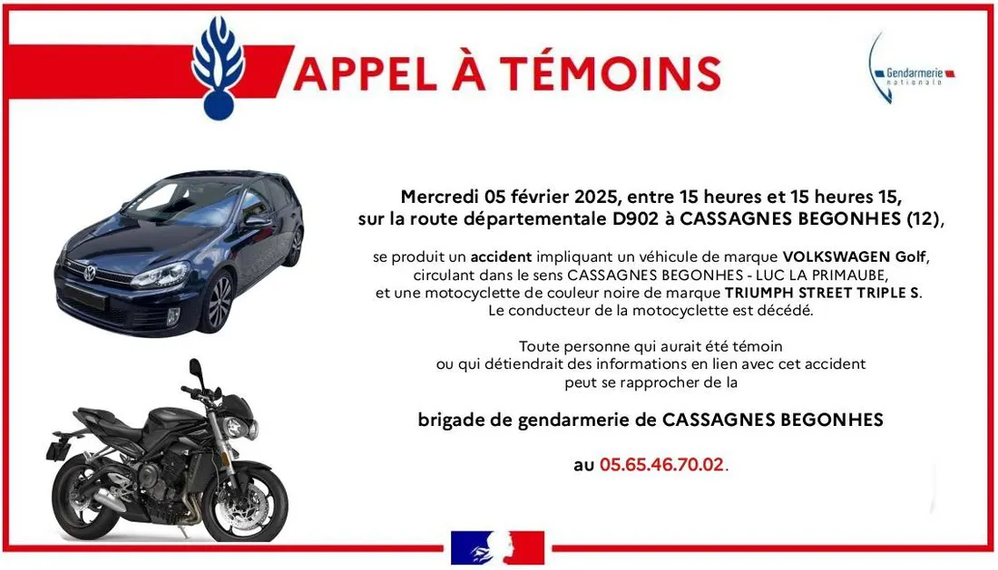 L'appel à témoins publié par la gendarmerie de l'Aveyron