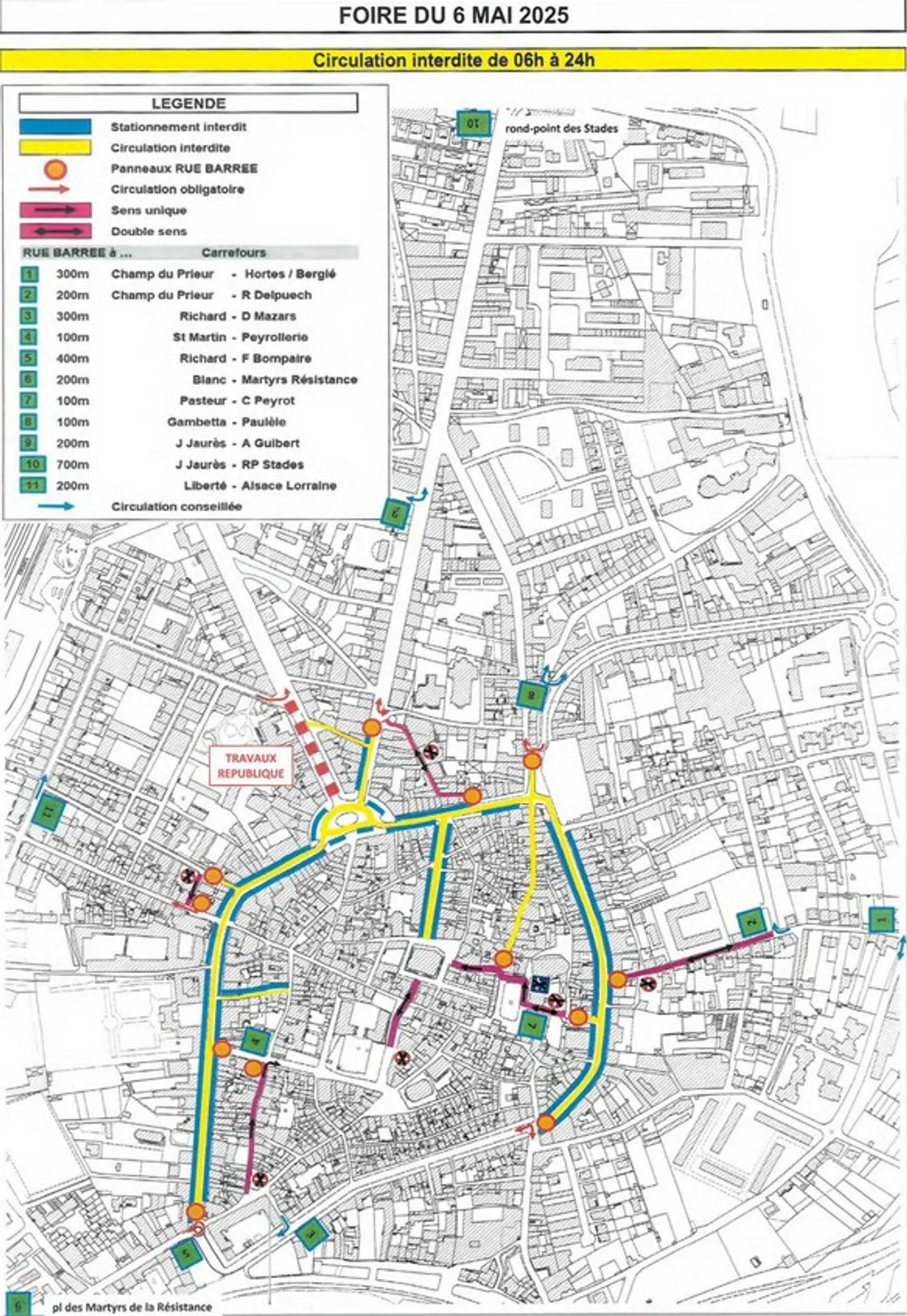 La foire du 6 mai entraîne des restrictions de circulation à Millau (Aveyron)