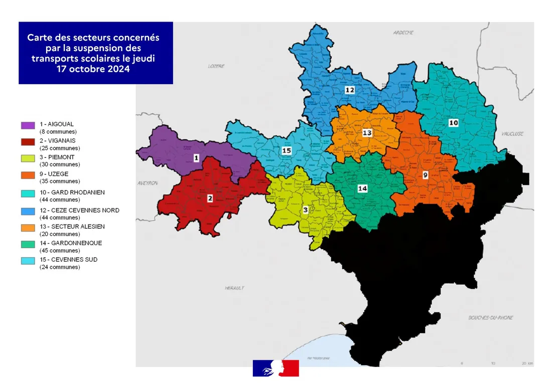 Interdiction des transports scolaires dans le Gard le 17-10