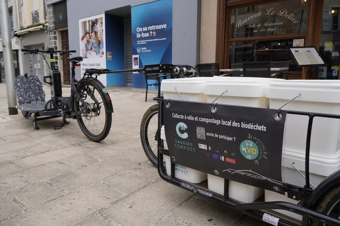 Des biodéchets de restaurants collectés à vélo à Millau (Aveyron).