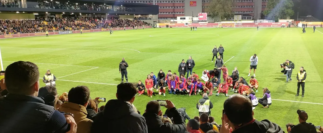 KOP Ruthénois et joueurs après Ajaccio