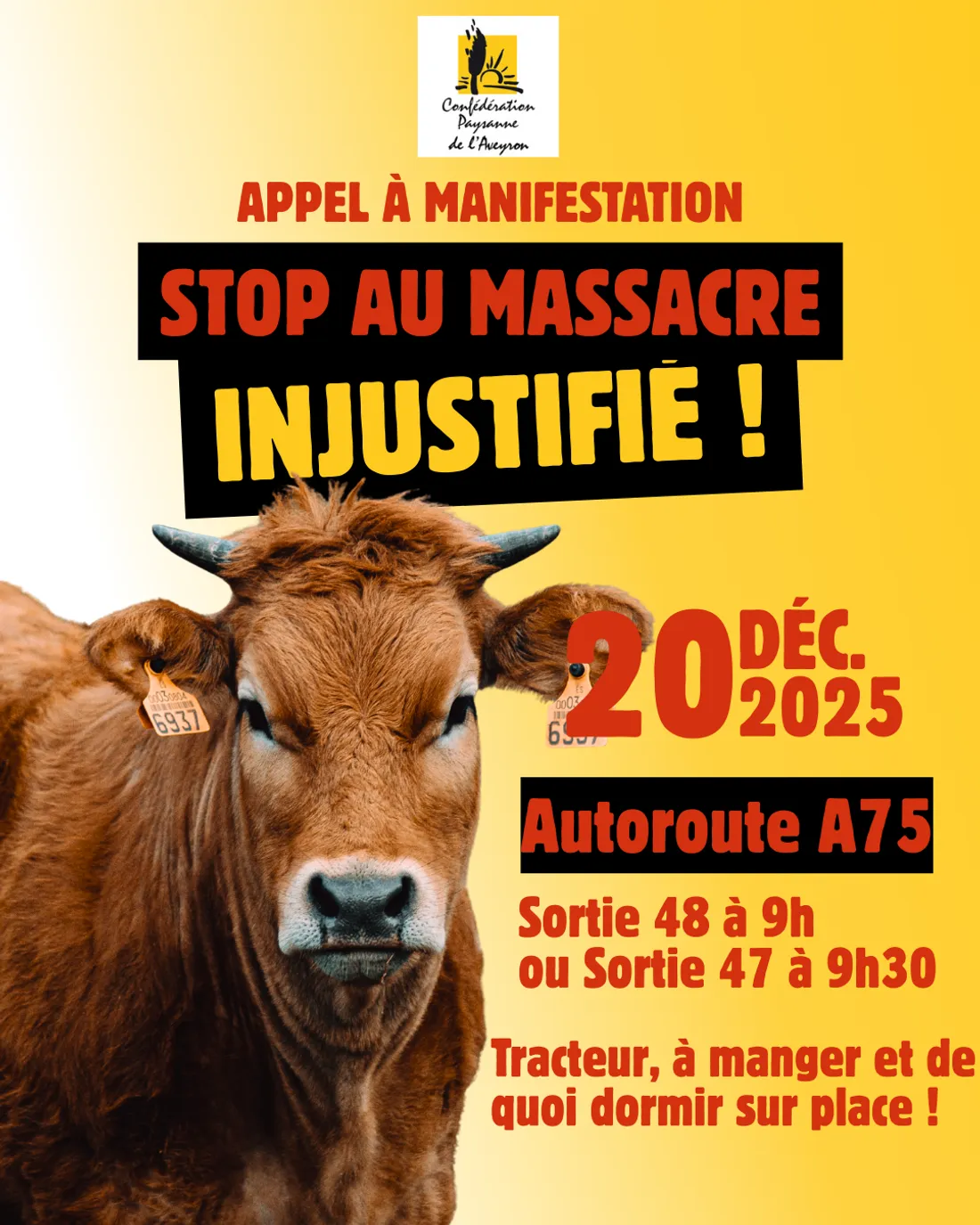 Appel à la mobilisation le 20 décembre 2025 sur l'A75.