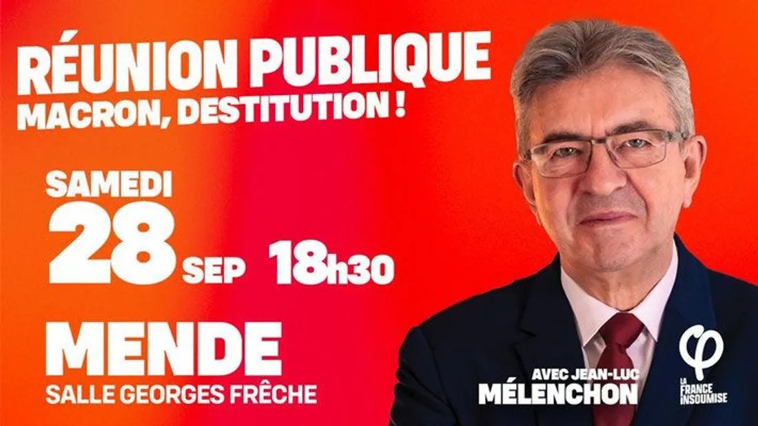 L'affiche annonçant le meeting de Jean-Luc Mélenchon à Mende (Lozère).