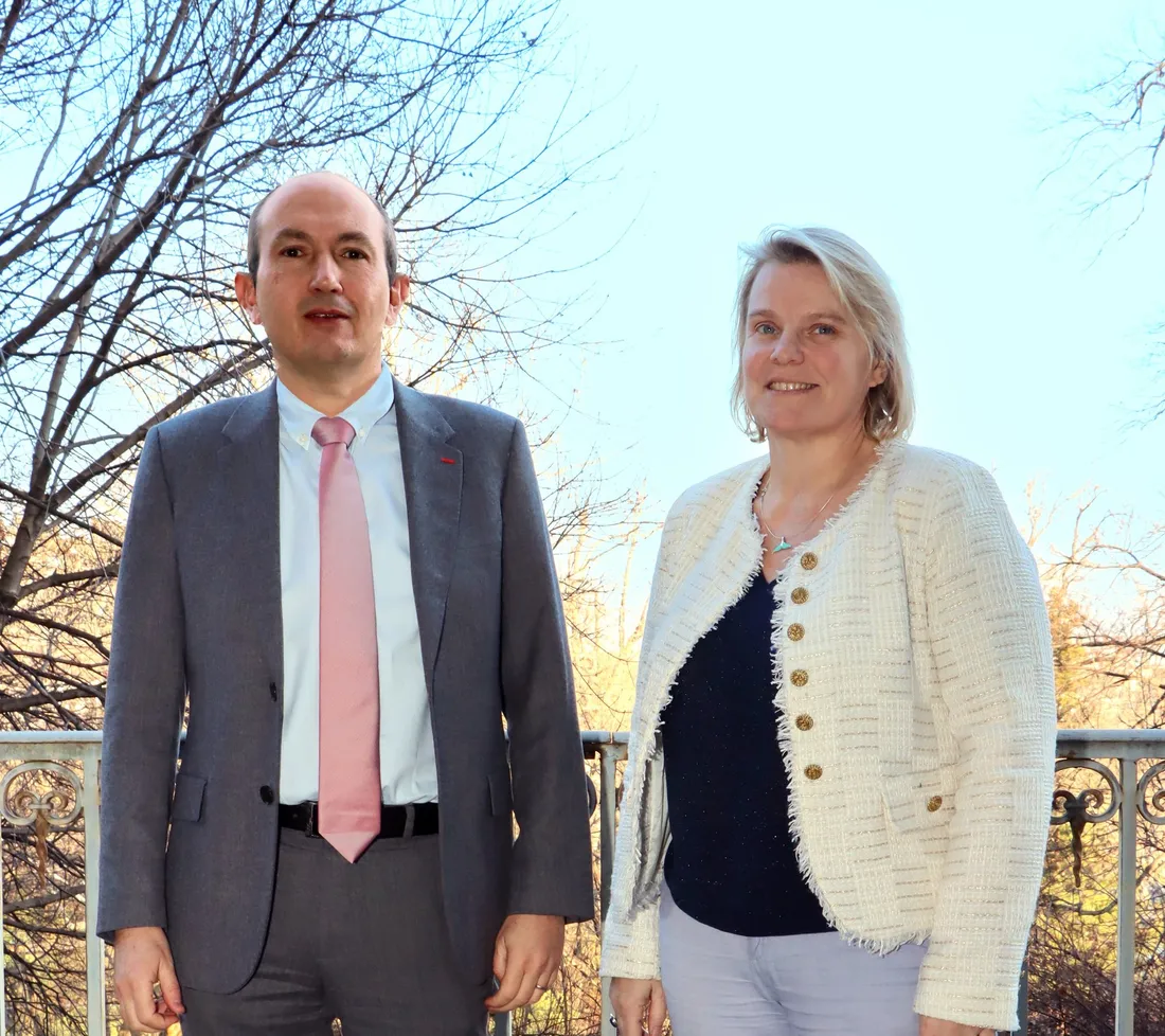 Karim Benmiloud, recteur de l'académie de Clermont-Ferrand et Laurence Amy, Dasen du Cantal