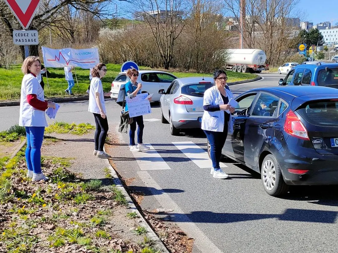 Mobilisation des infirmiers libéraux le 19 mars 2024 à Rodez (Aveyron).