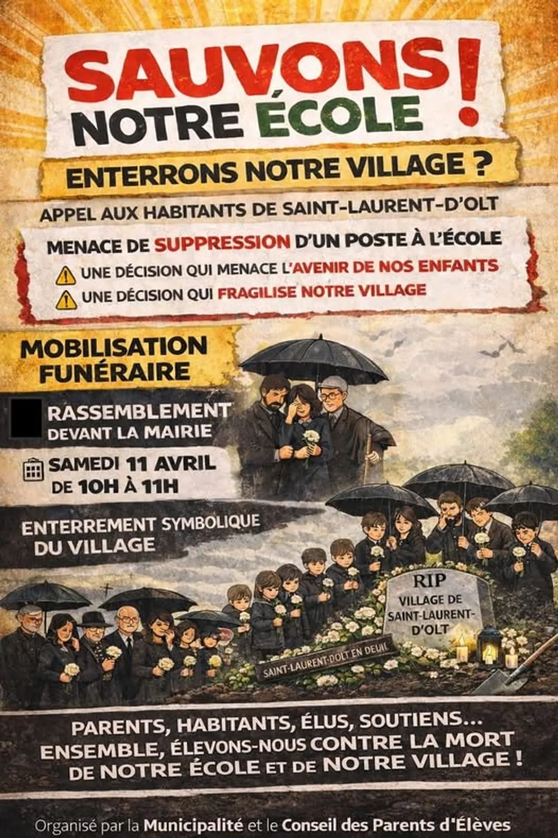 Mobilisation le 11 avril 2026 à Saint-Laurent-d'Olt (Aveyron)