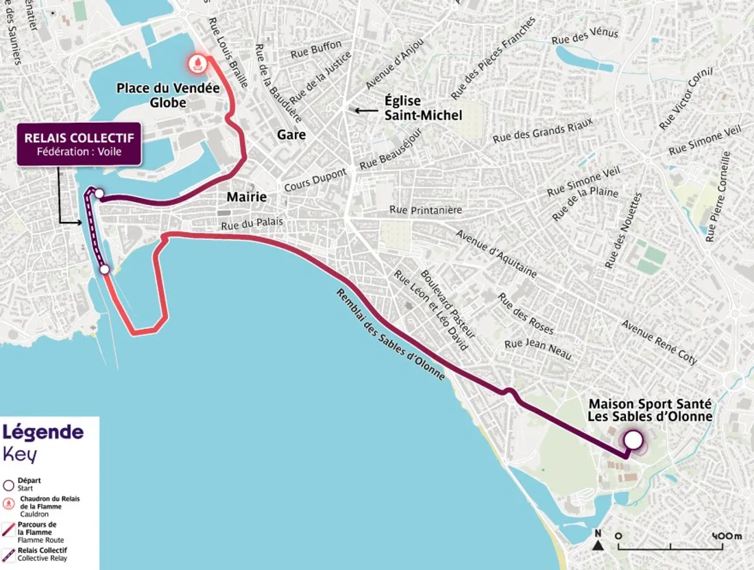 Le parcours de la flamme olympique aux Sables d'Olonne