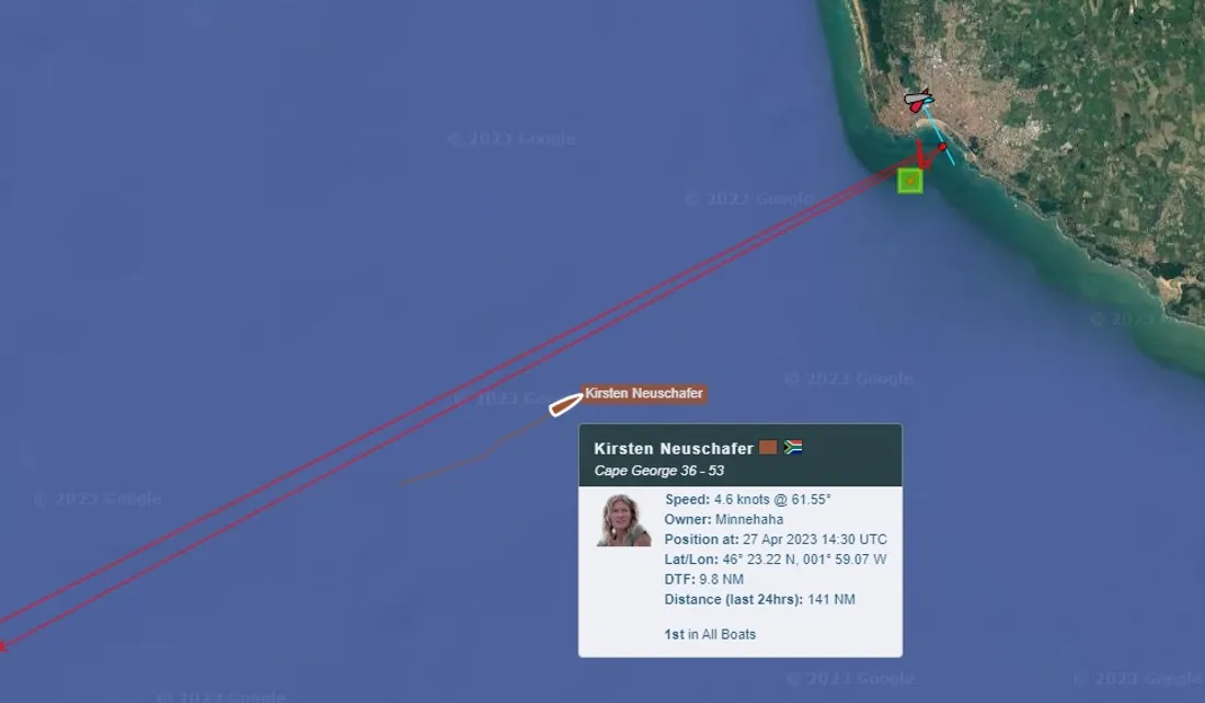 Kirsten Neuschäfer approche du chenal des Sables d'Olonne, capture d'écran