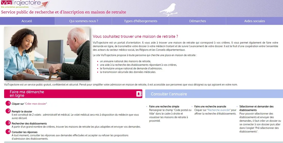 Le site de ViaTrajectoire, capture d'écran
