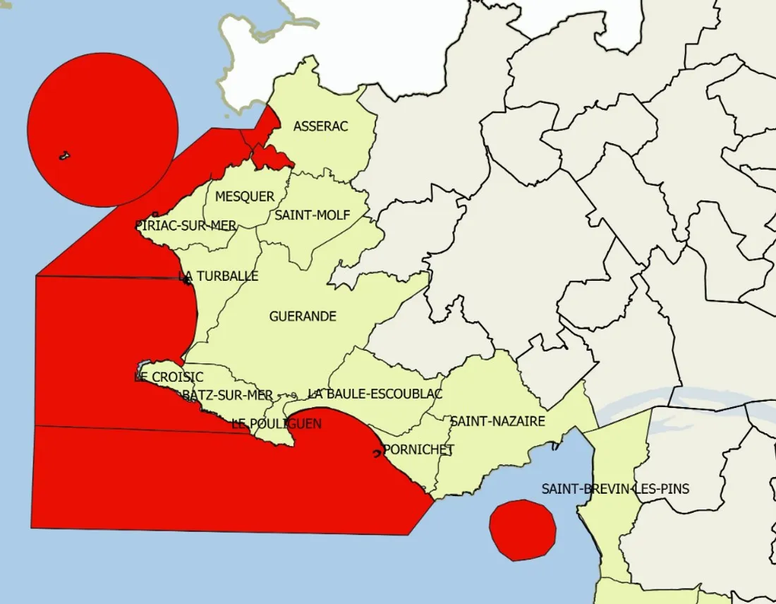 Carte de la zone où il est impossible de pêcher jusqu'à nouvel ordre