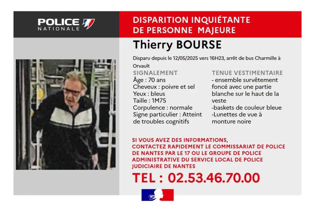 La police nationale annonce la disparition inquiétante du septuagénaire
