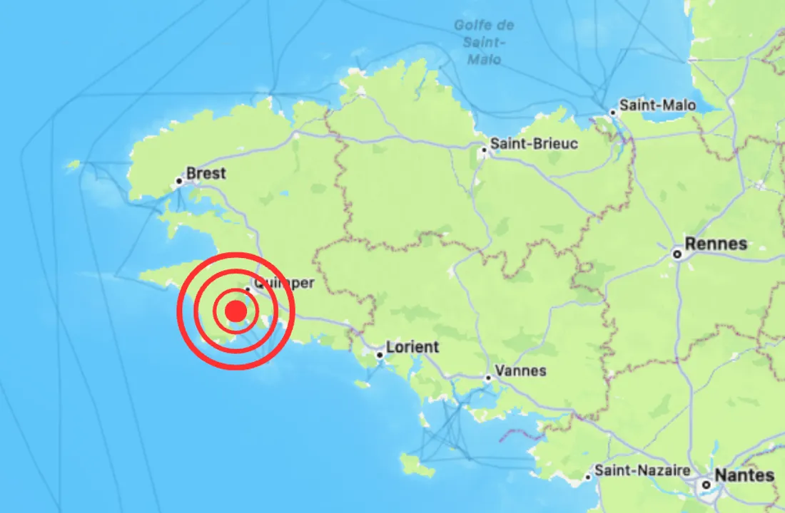 Un tremblement de terre ressenti dans les environs de Quimper, un séisme de magnitude 3,3