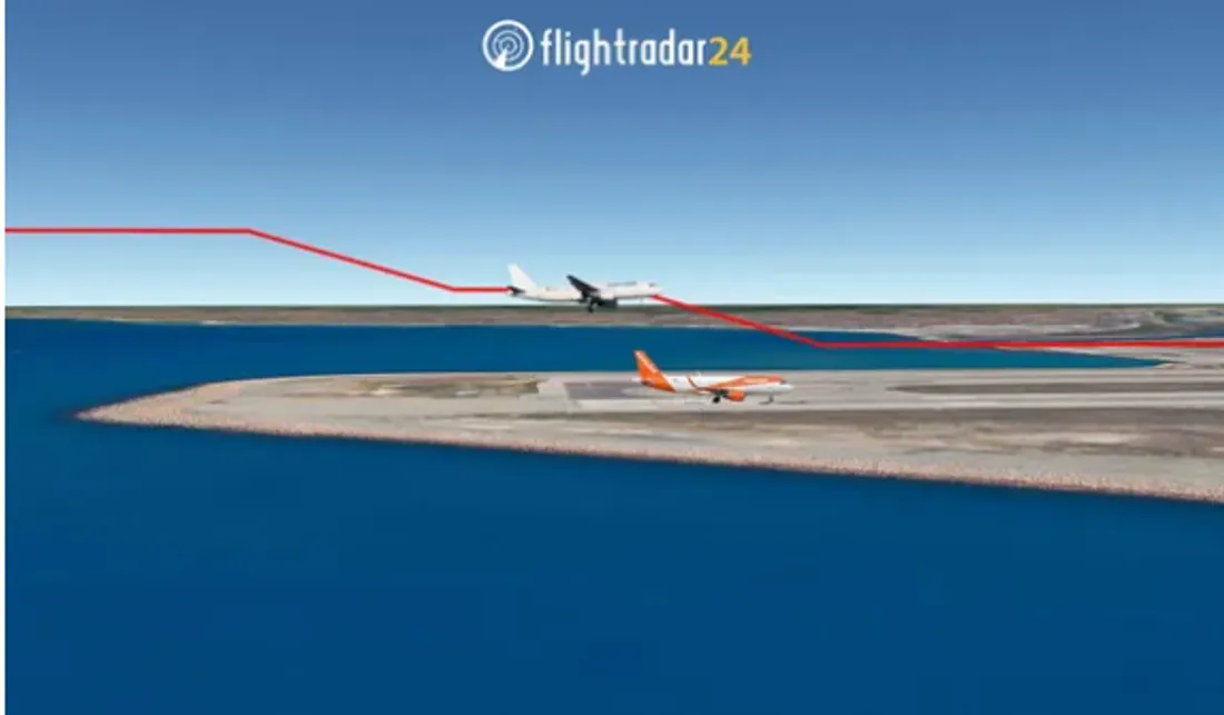 Les trajectoires des deux avions à l'aéroport de Nice. 