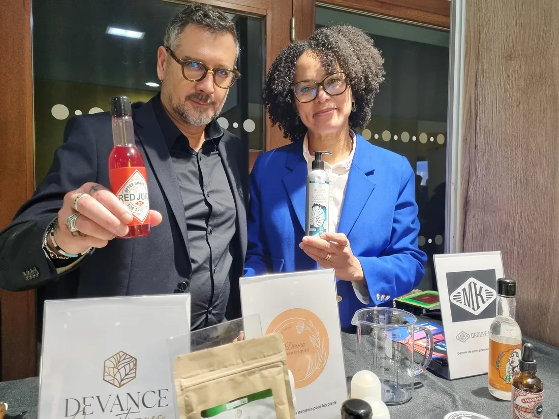 Emmanuel Renaud et France-Aimée Gaïl sur le forum de la Cosmetic Valley à Blois.