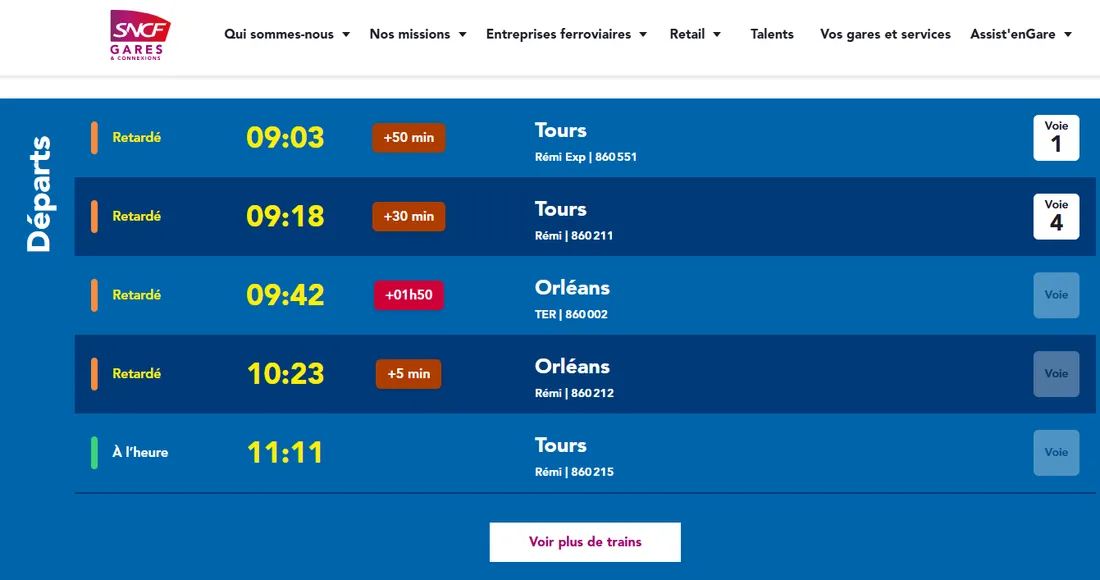Tableau sncf 6 janvier