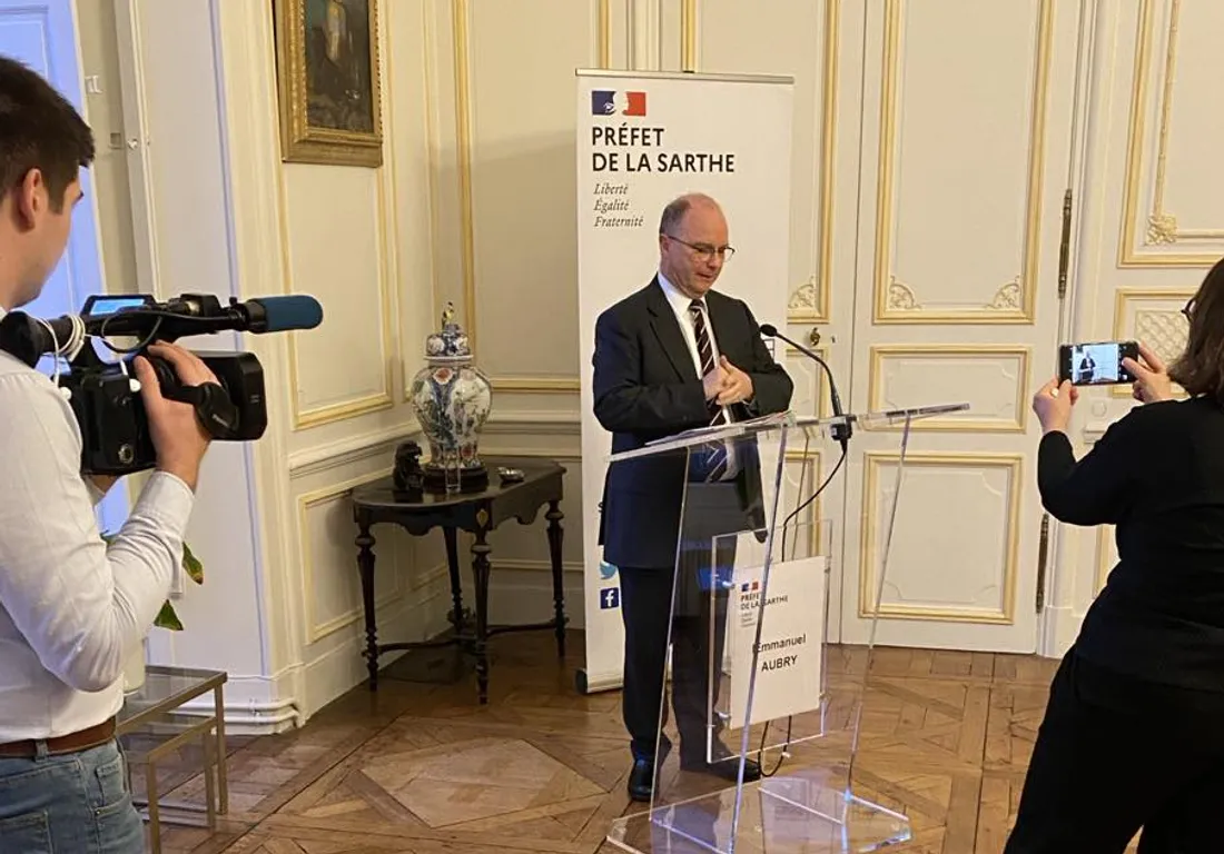 Emmanuel Aubry, préfet de la Sarthe, lors de ses voeux à la presse, ce mercredi 24 janvier au Mans