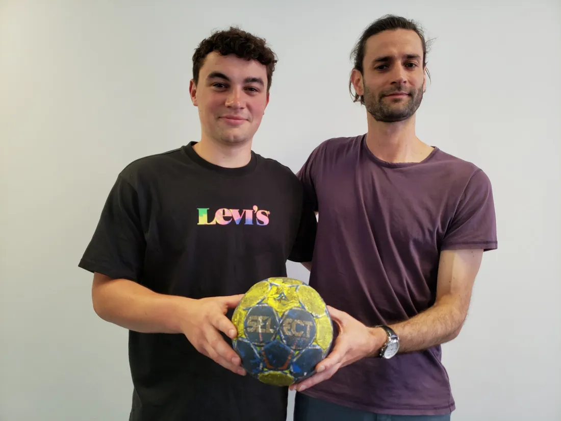 Les joueurs de handball Arthur Le Merle et Luc Petit