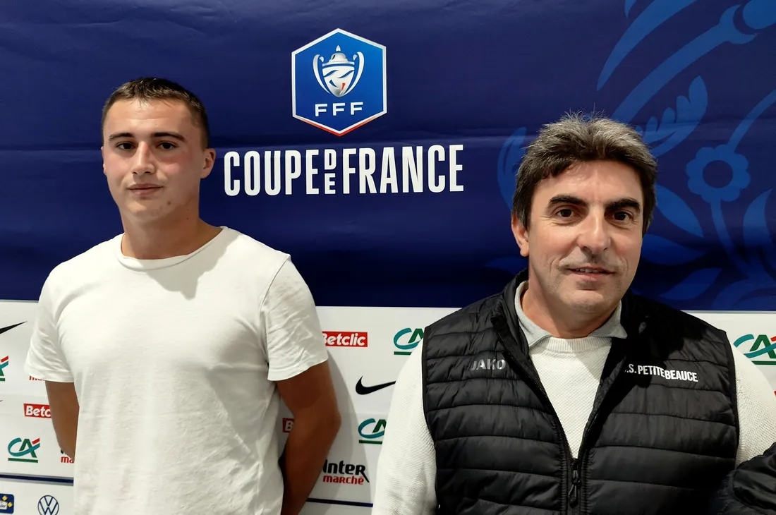 Dorian Guil et Jean Lopes, défenseur et président de l'US Petite Beauce.