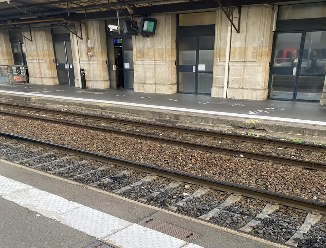 Les rails, en gare du Mans