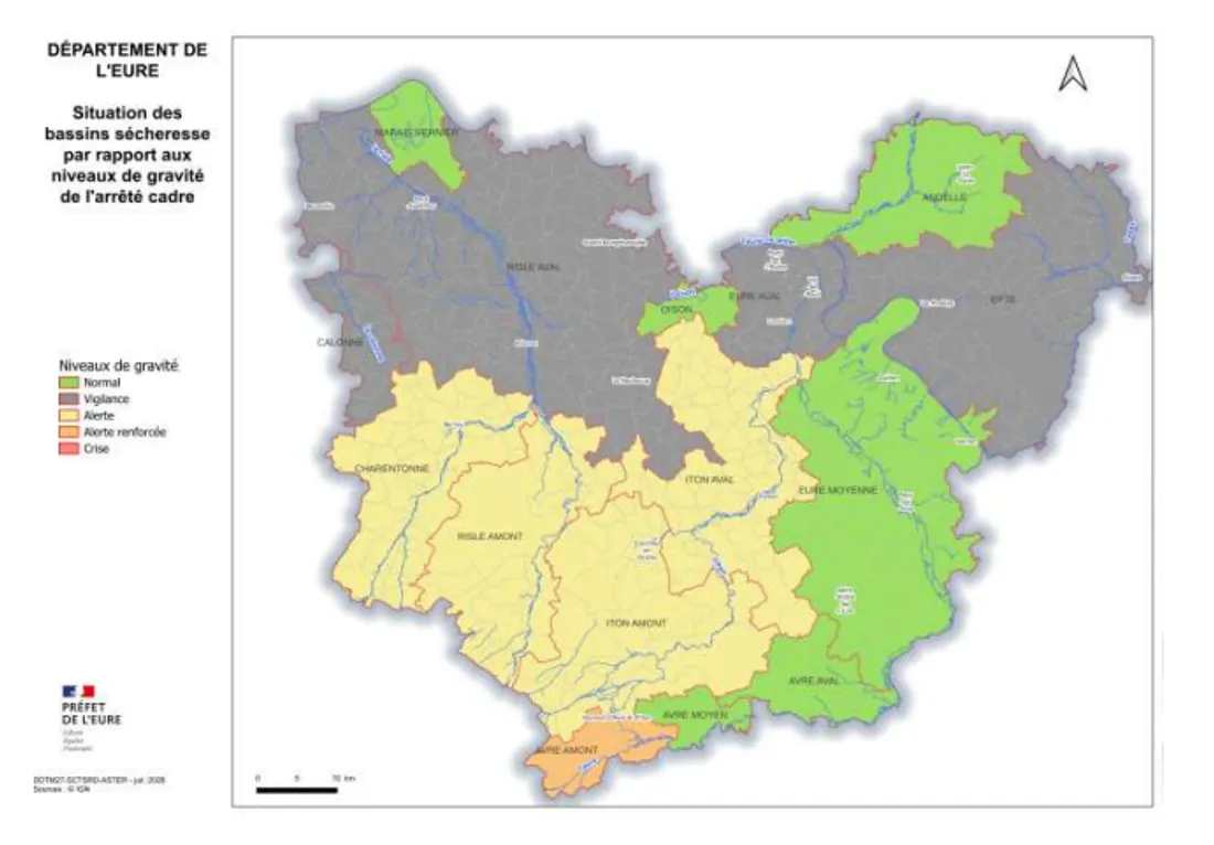 Carte sécheresse Eure