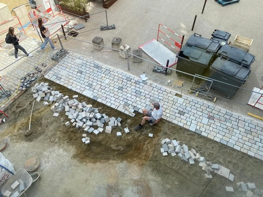 Pavage rue des Jacobins, au Mans