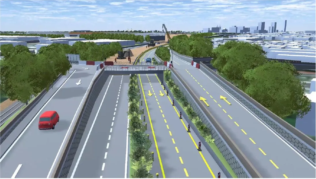 Deux voies maintenues à largeur réduites