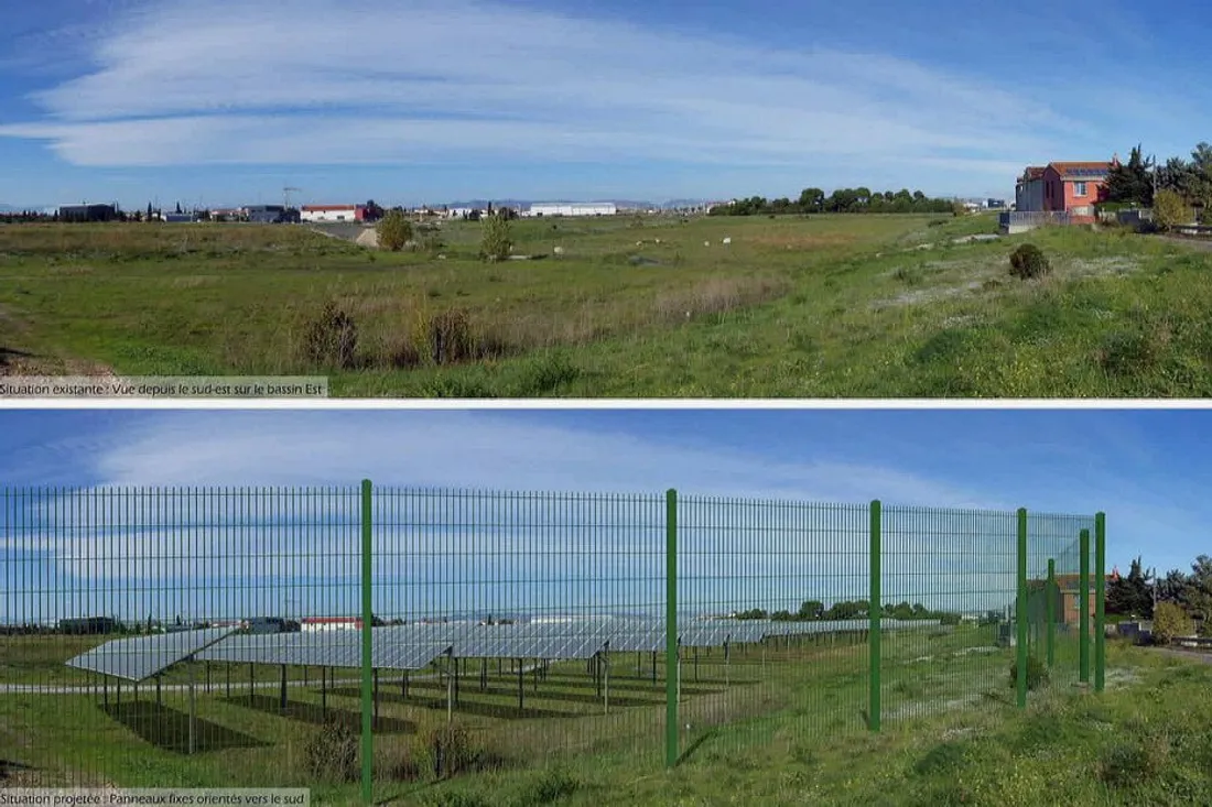 En haut le terrain actuel, en bas la projection de ce qu'il deviendrait.