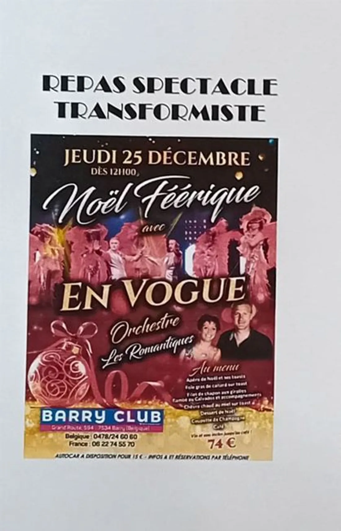 Repas spectacle transformiste