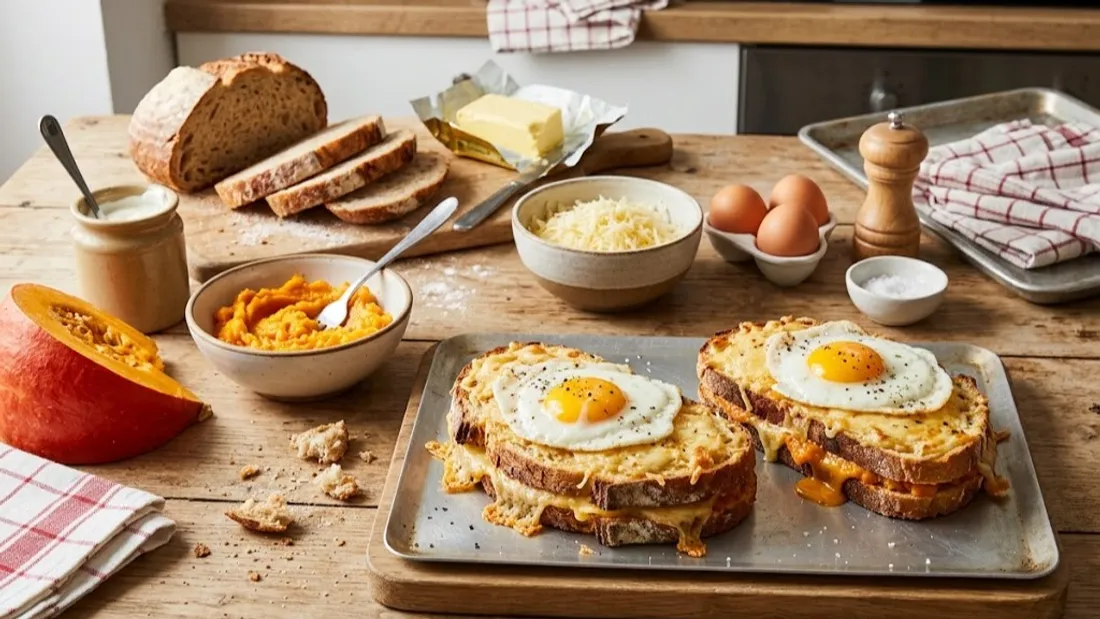 Croque-madame au potimarron et comté
