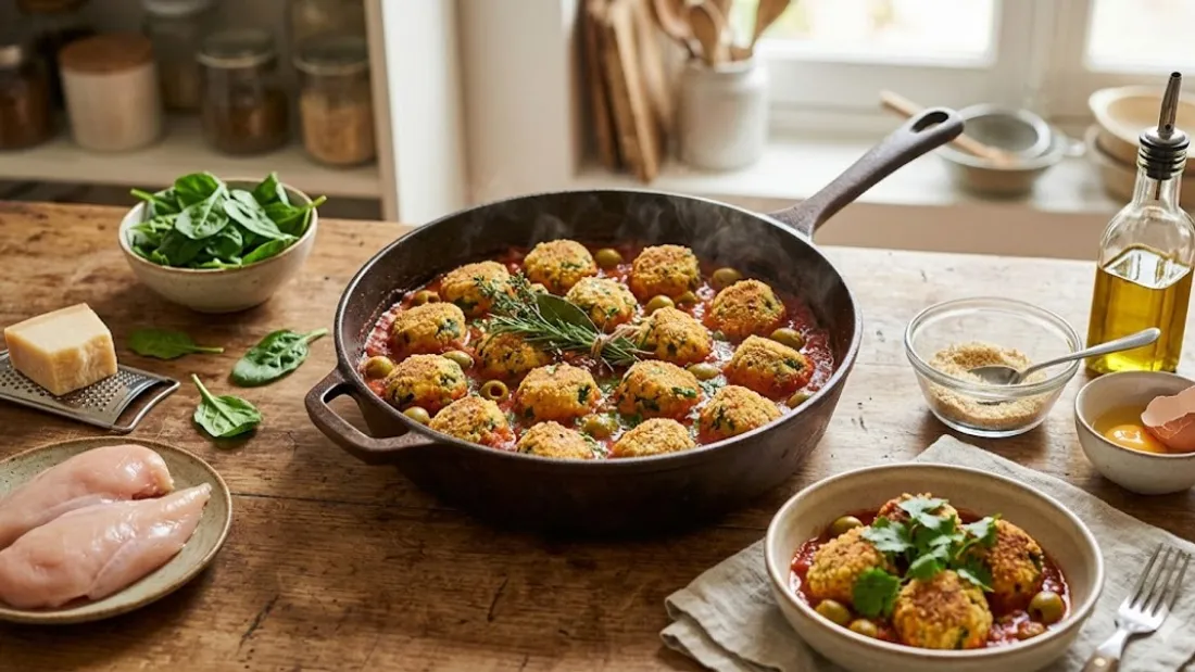 Boulettes de poulet aux épinards