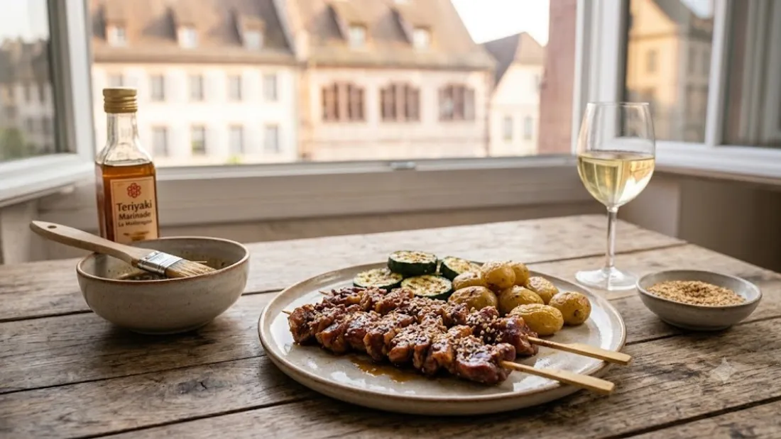 Brochettes de canard mariné teriyaki