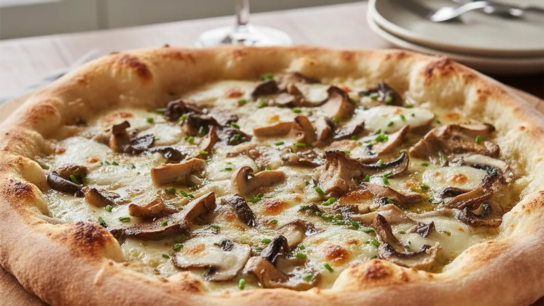 Pizza maison à la truffe et champignons