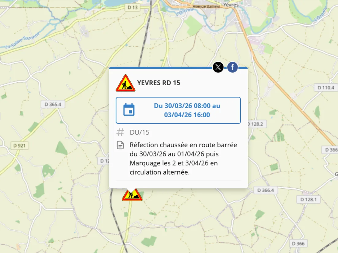 La route D15 fermée au trafic