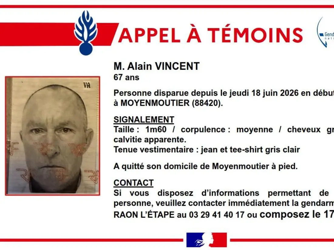 Vosges : un appel à témoins lancé pour la disparition inquiétiante...